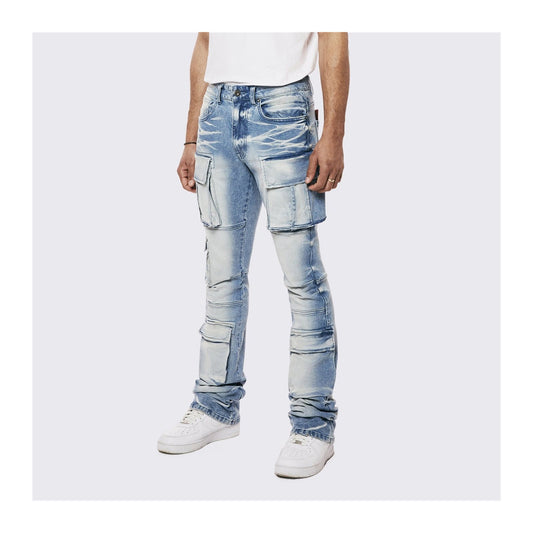 Smoke Rise Stacked Utility Multi-Pocket Jean — Lowell Blue, view 2