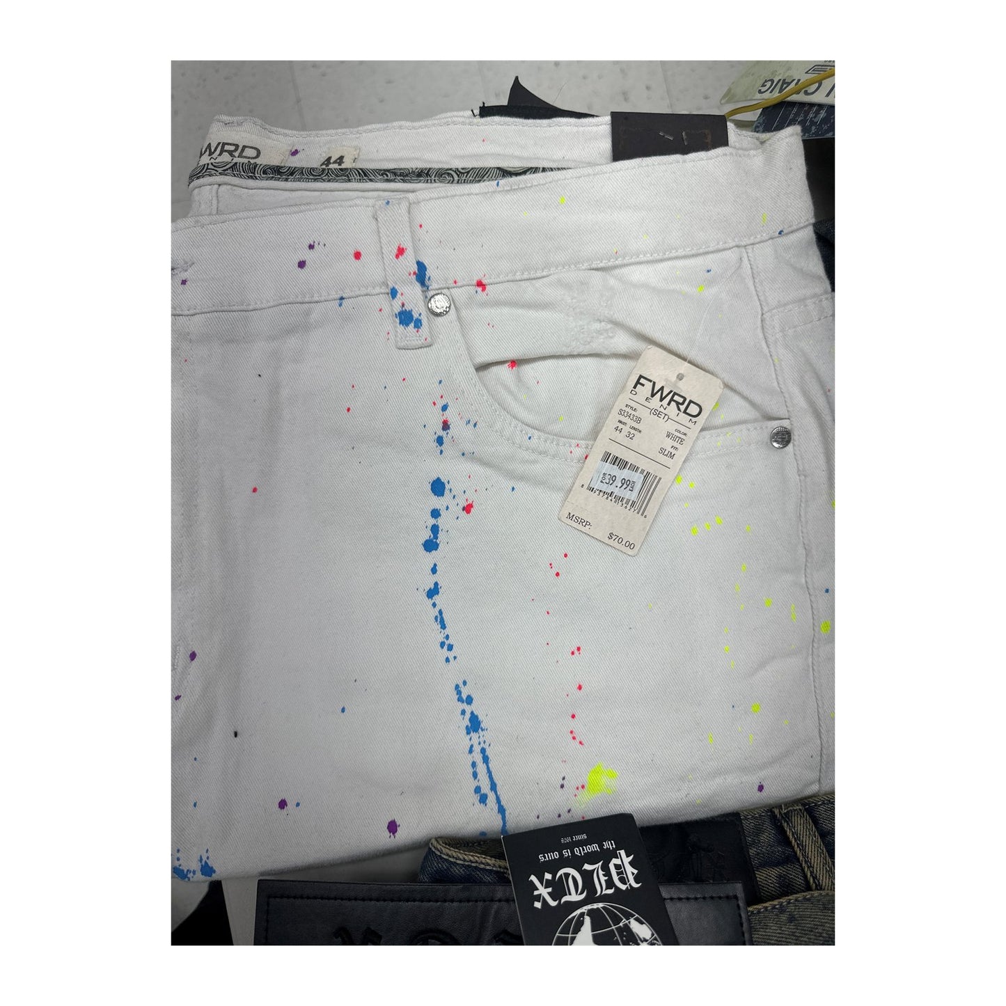 FWRD Denim Paint Splatter Jean — White
