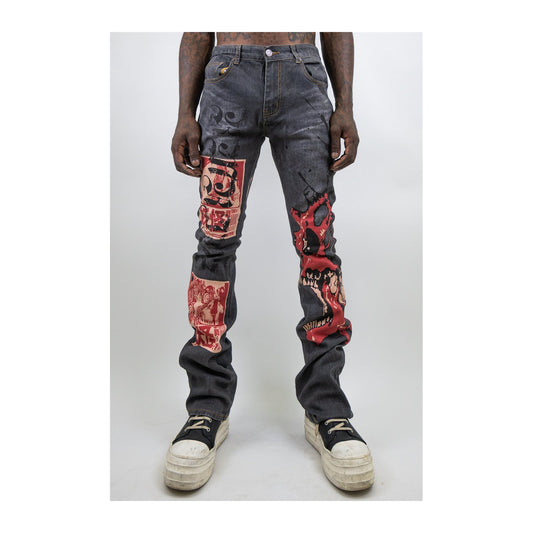 Armor Jeans RM200SK Graphic Stacked Jean — Black Wash, view 2