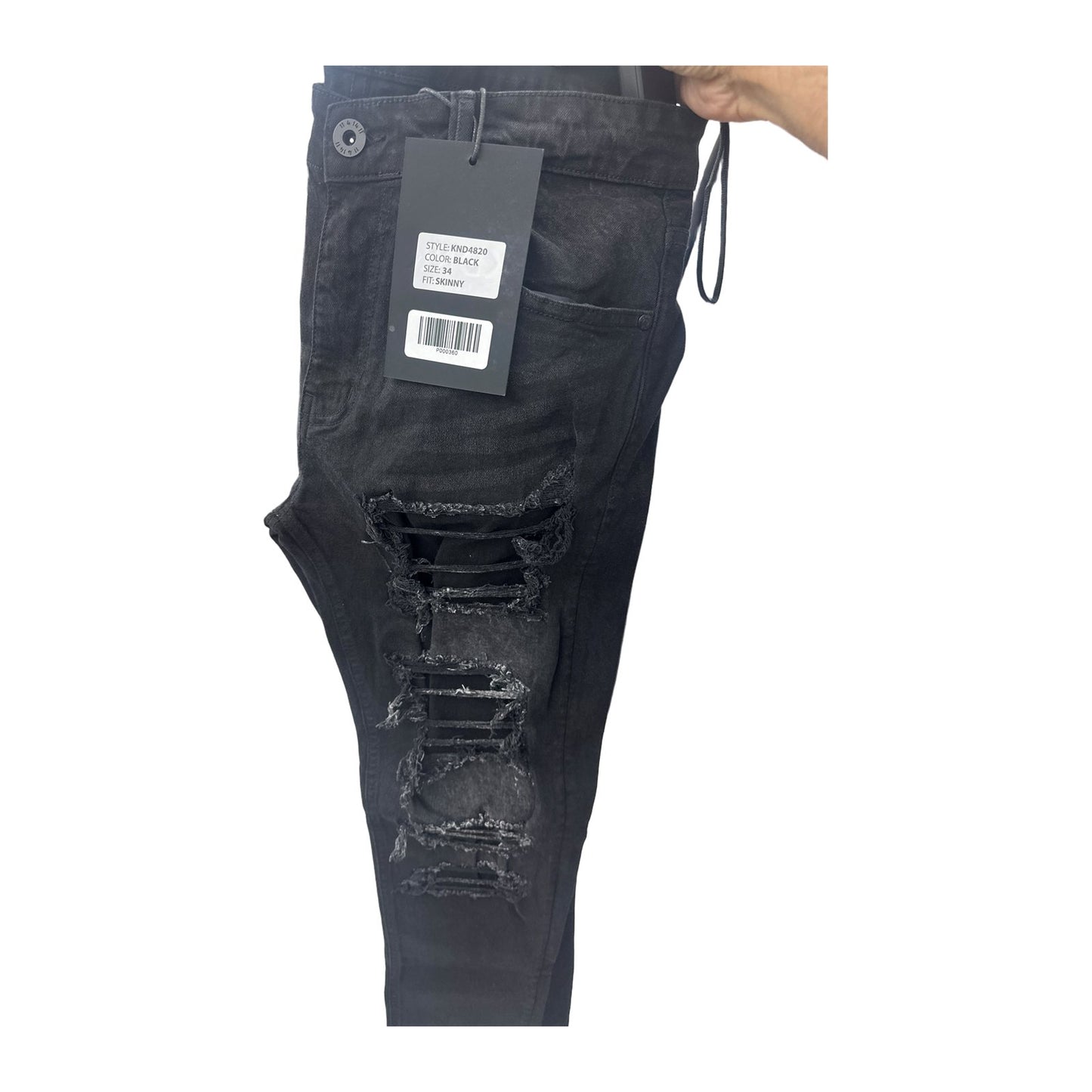 KDNK Shredded Skinny Jean — Black, view 4