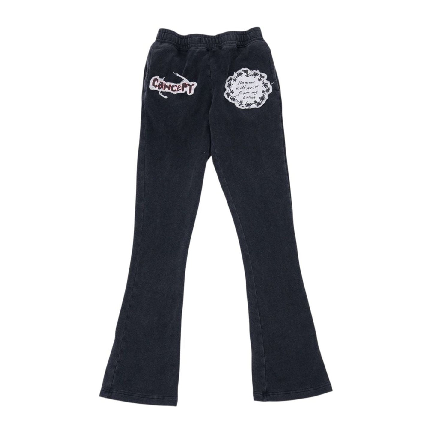 Concept "Flowers" Flared Sweatpant — Black