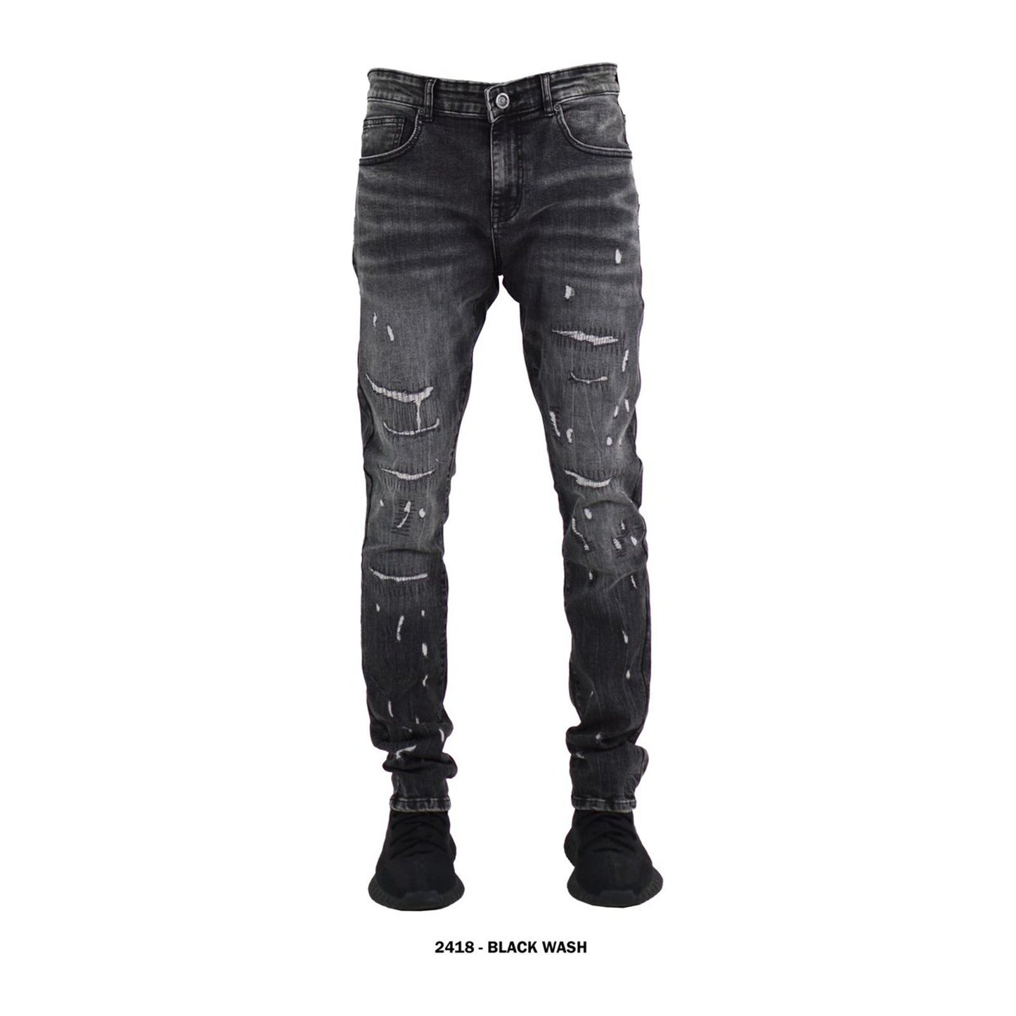 Focus 2418 Slim Taper Jean — Black Wash, view 5