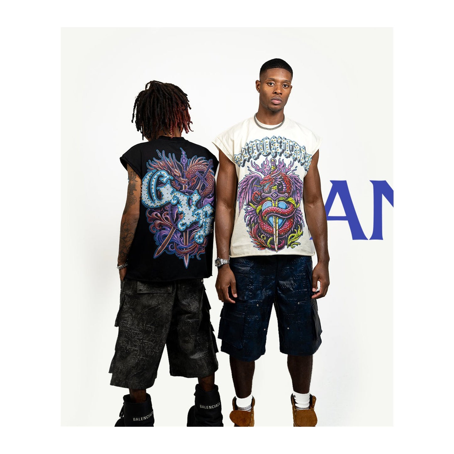 ANTOXTMS ‘Anto 1975’ Rhinestone Sleeveless Shirt — Black