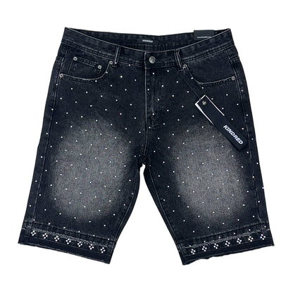 Kindred Rhinestone Cut-Off Denim Short — Black