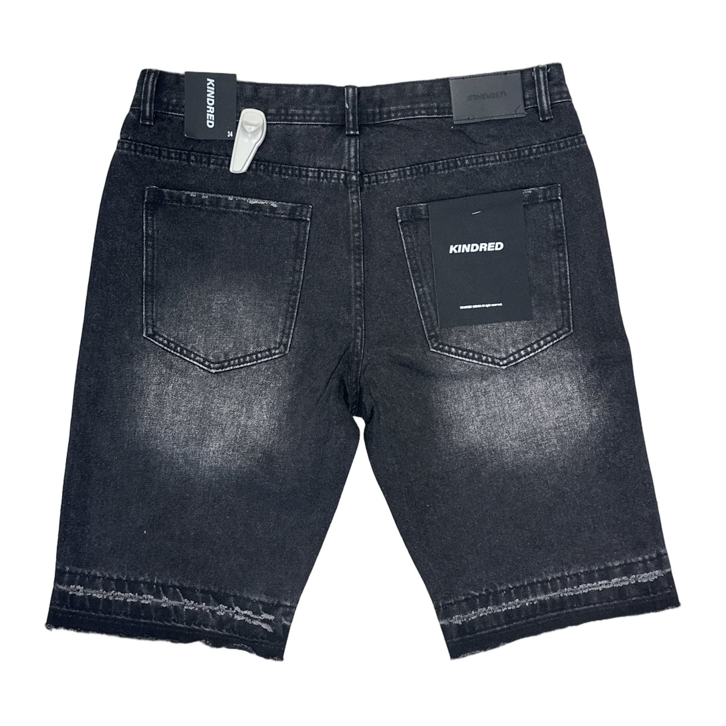 Kindred Rhinestone Cut-Off Denim Short — Black, view 2