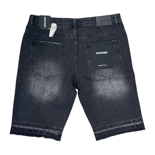 Kindred Rhinestone Cut-Off Denim Short — Black, view 2