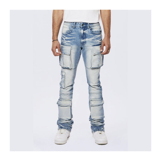Smoke Rise Stacked Utility Multi-Pocket Jean — Lowell Blue