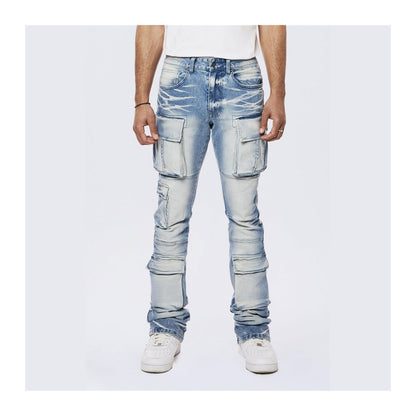 Smoke Rise Stacked Utility Multi-Pocket Jean — Lowell Blue, view 3