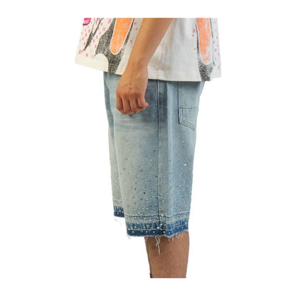 Smoke Rise Marble Stud Cut-Off Short — Marble Blue, view 8