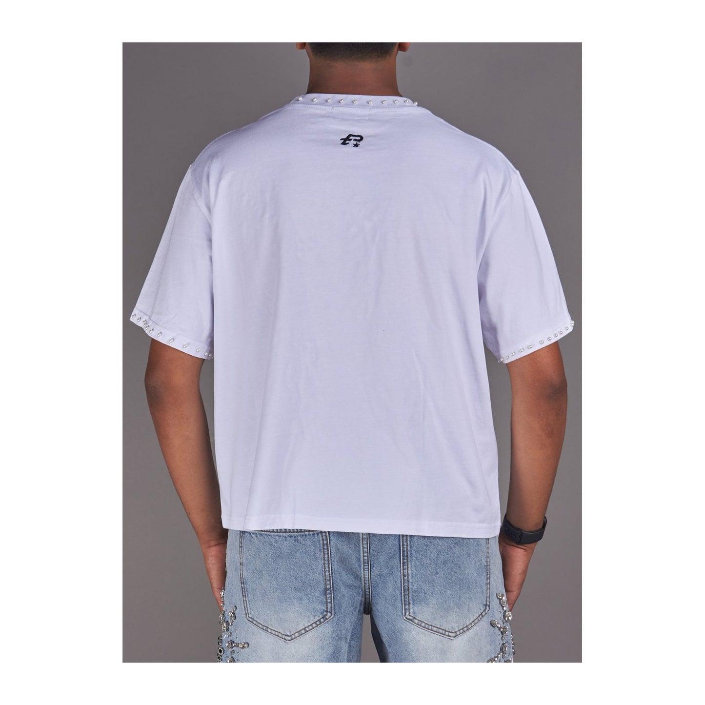politics lew rhinestone ski mask tee white