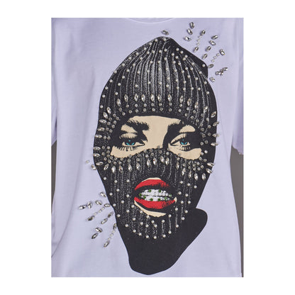 politics lew rhinestone ski mask tee white