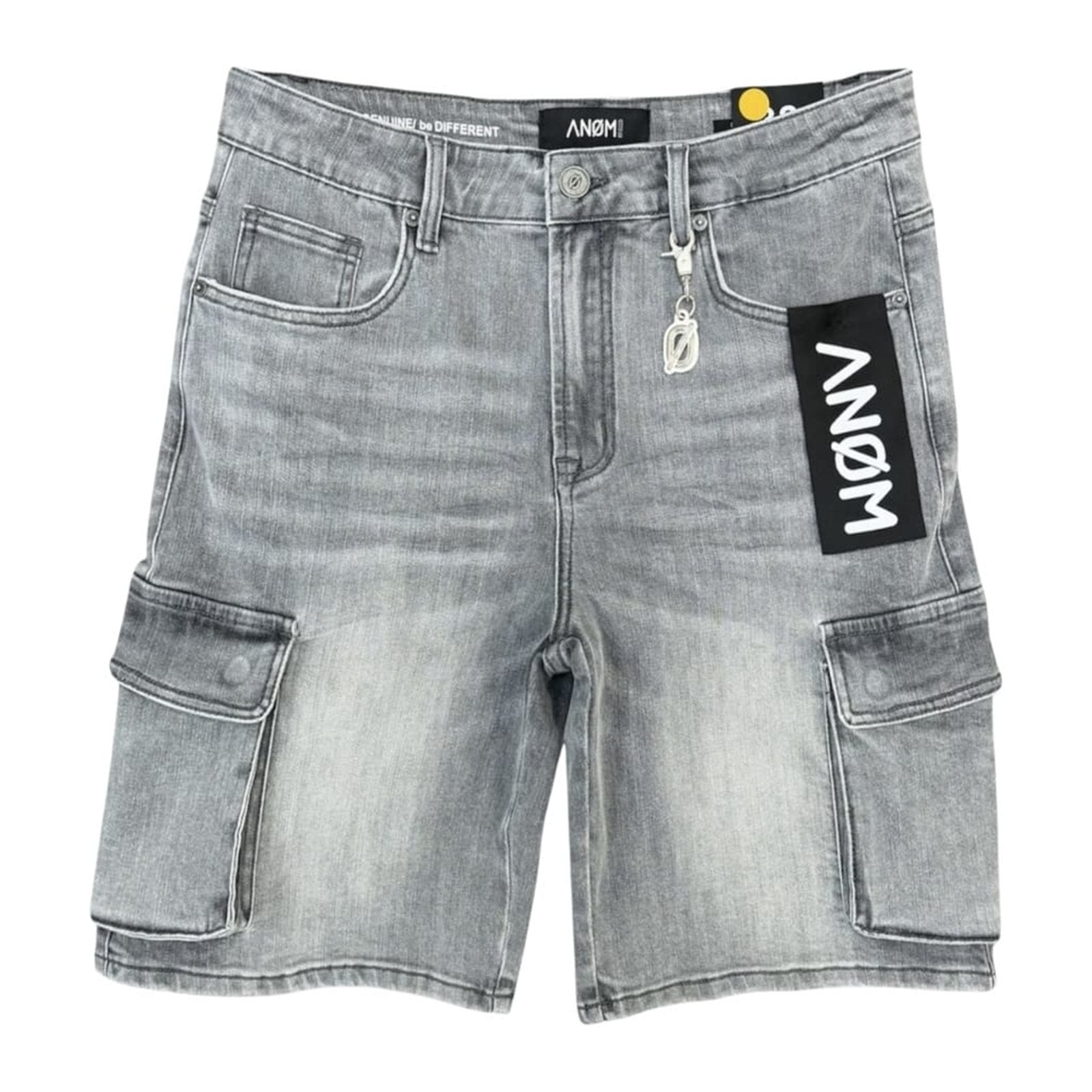 ANOM Yazan Cargo Denim Short — Light Grey Wash