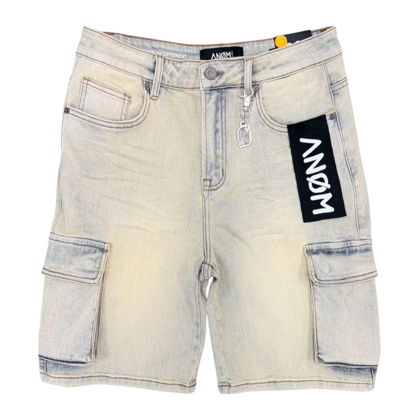 ANOM Yazan Cargo Denim Short — Light Vintage Wash