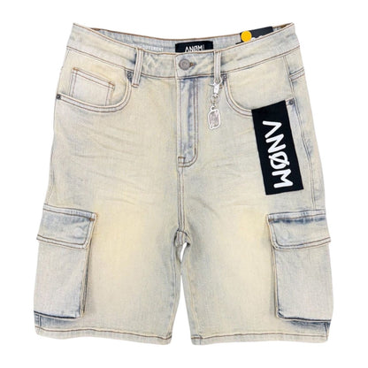 ANOM Yazan Cargo Denim Short — Light Vintage Wash