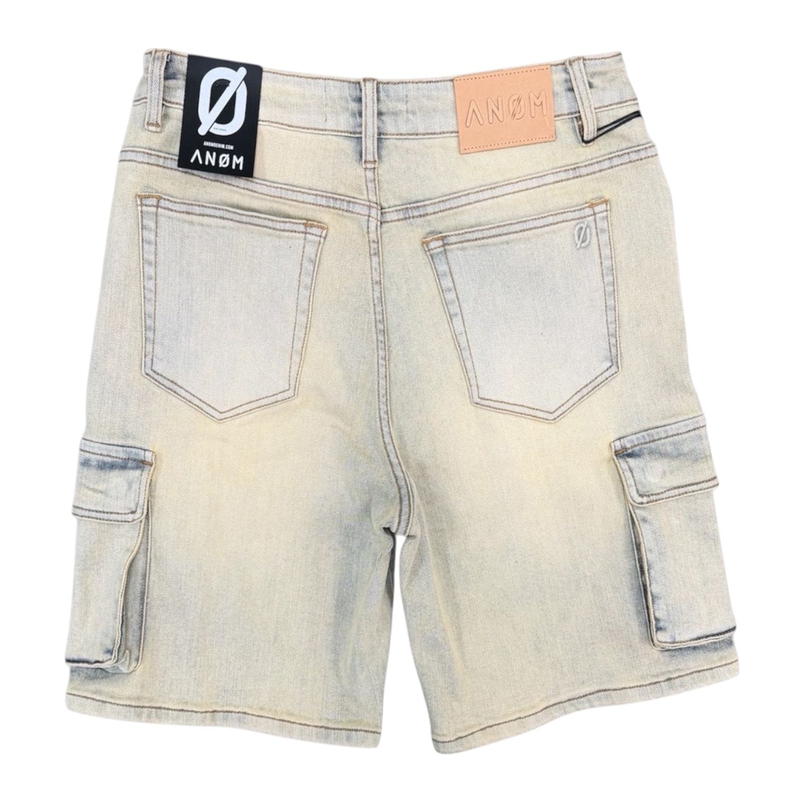 ANOM Yazan Cargo Denim Short — Light Vintage Wash, view 2