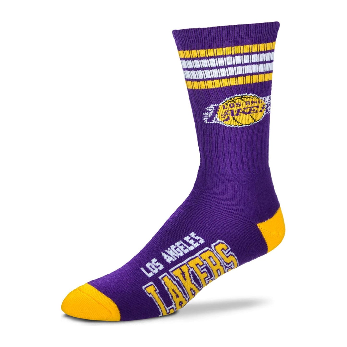 For Bare Feet Los Angeles Lakers 4-Stripe Deuce Crew Sock
