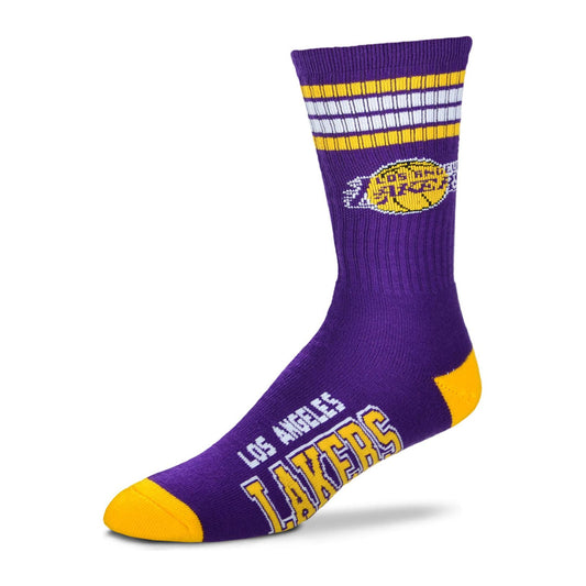 For Bare Feet Los Angeles Lakers 4-Stripe Deuce Crew Sock