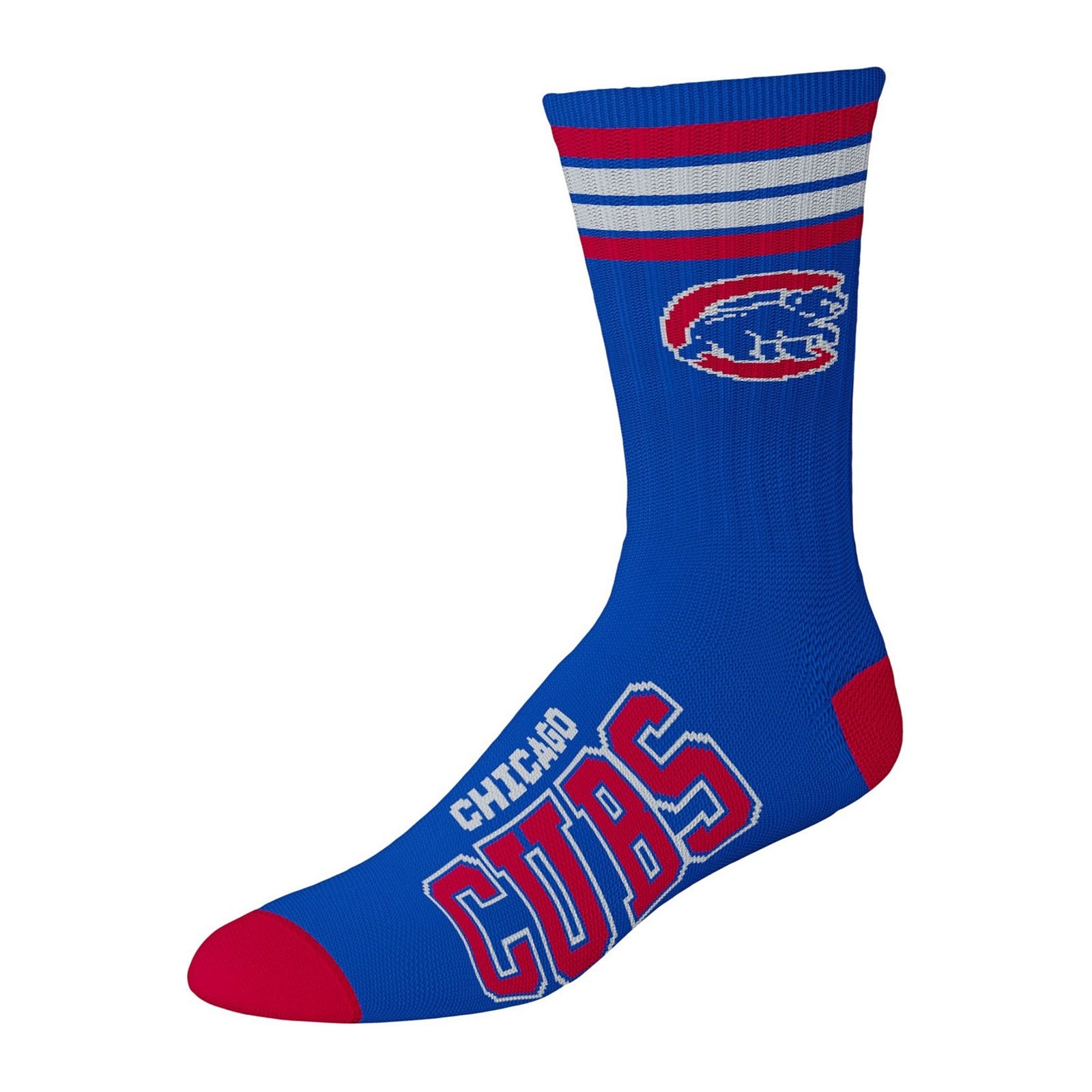 For Bare Feet Chicago Cubs 4-Stripe Deuce Crew Sock — Royal