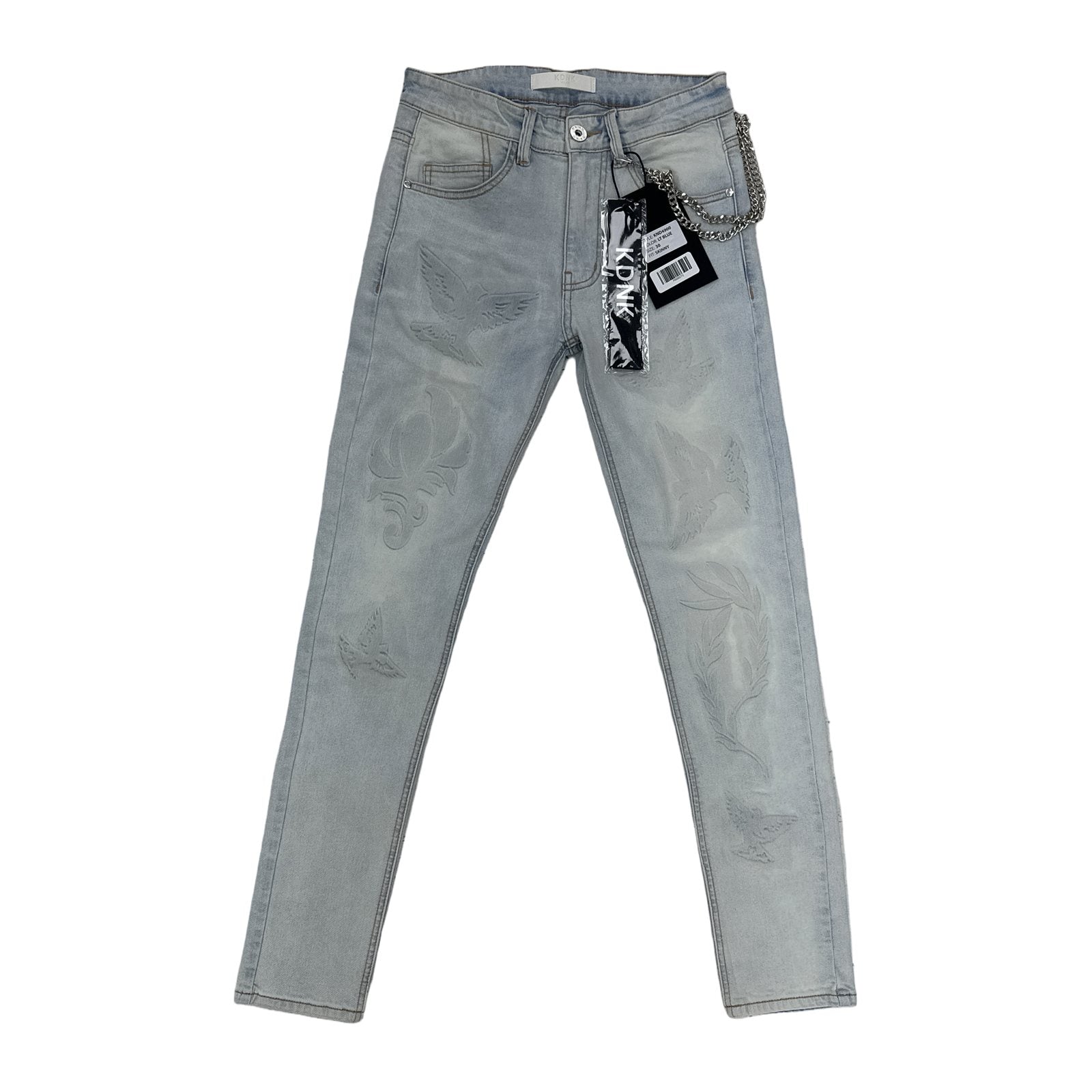 KDNK Laser Etch Skinny Jean — Light Blue, view 5