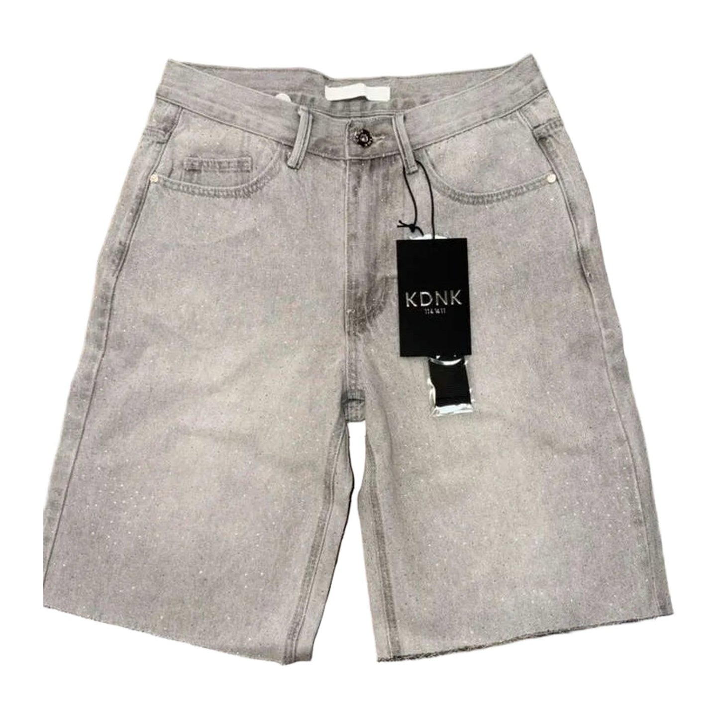 KDNK Rhinestone Denim Short — Light Blue