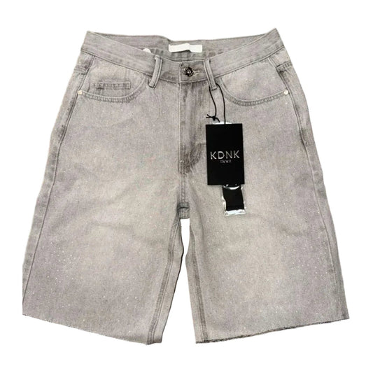 KDNK Rhinestone Denim Short — Light Blue
