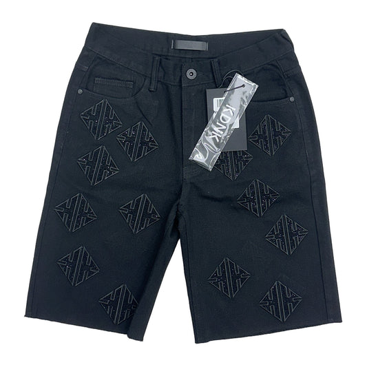 KDNK Rhinestone Diamond Denim Short — Black