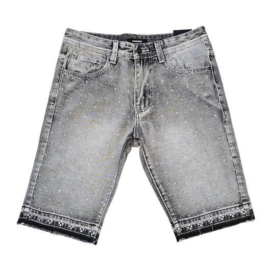 Kindred Rhinestone Denim Short — Grey, view 2