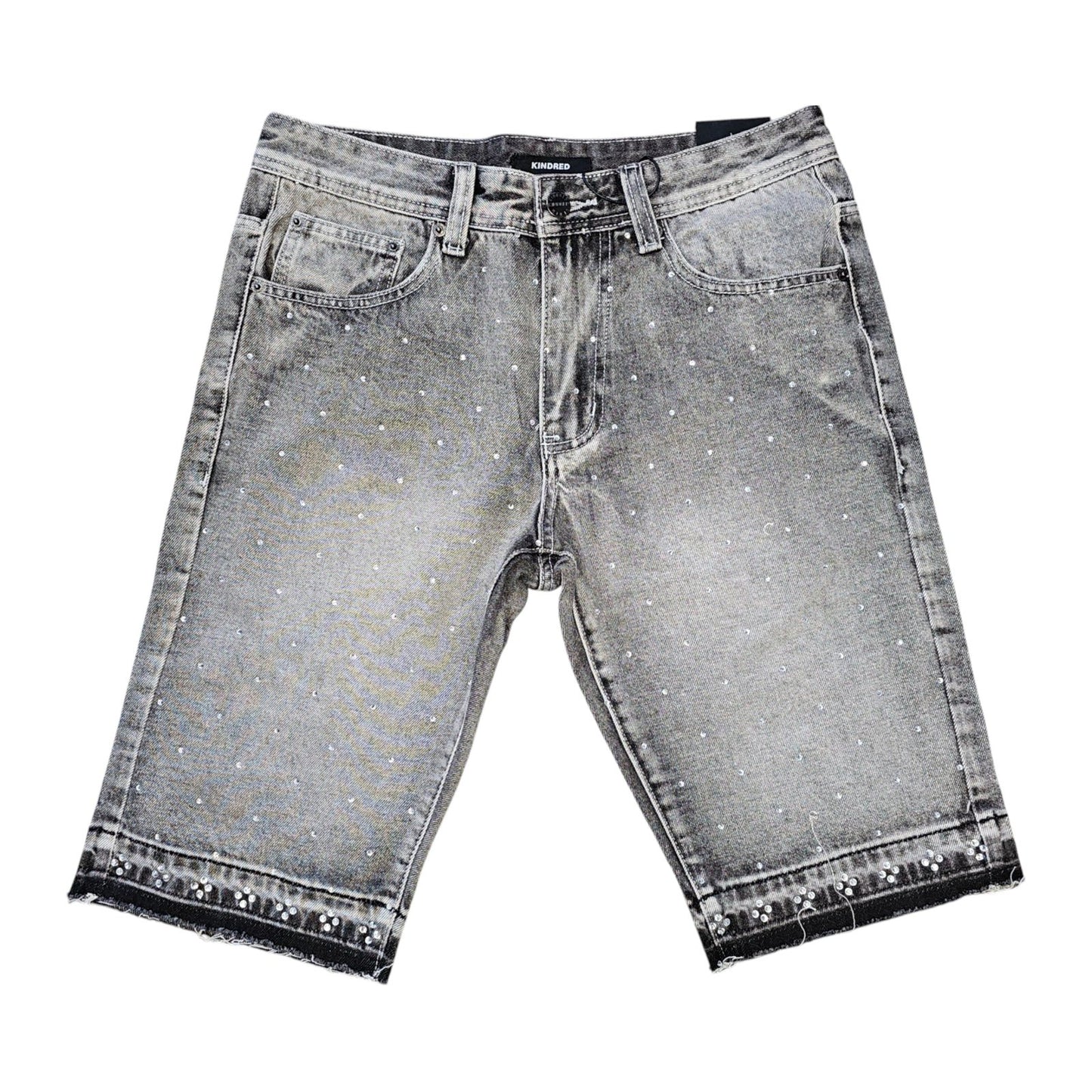 Kindred Rhinestone Denim Short — Grey