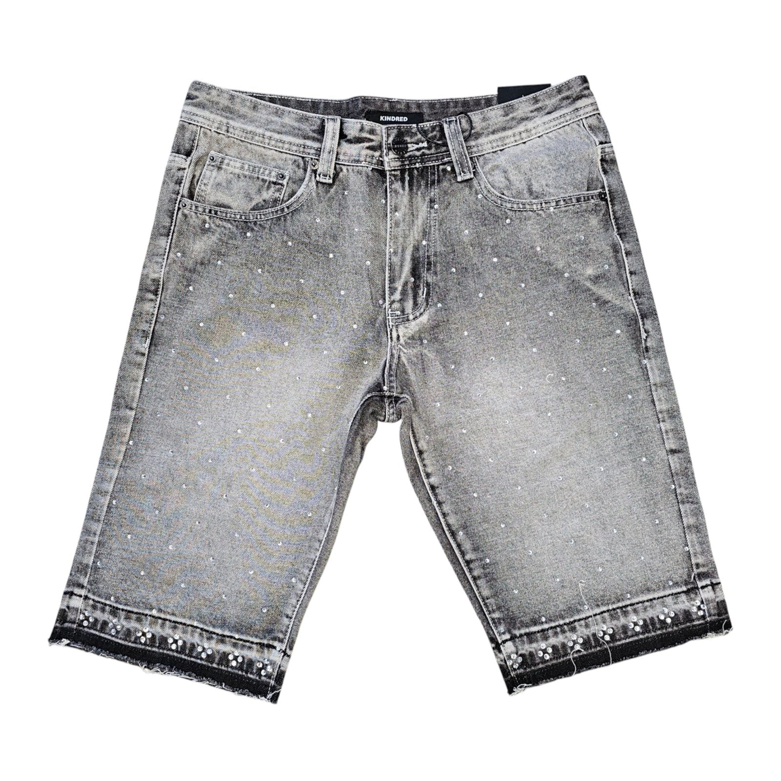 Kindred Rhinestone Denim Short — Grey