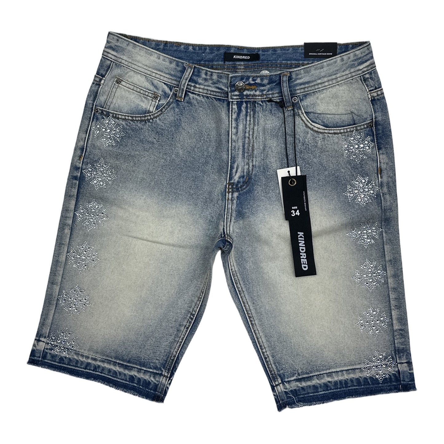 Kindred Rhinestone Denim Short — Blue Wash