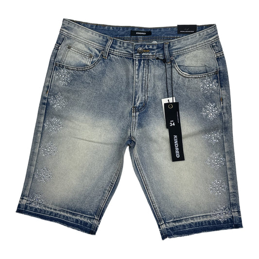 Kindred Rhinestone Denim Short — Blue Wash