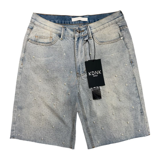 KDNK Blue Pearl Rhinestone Short — Light Blue