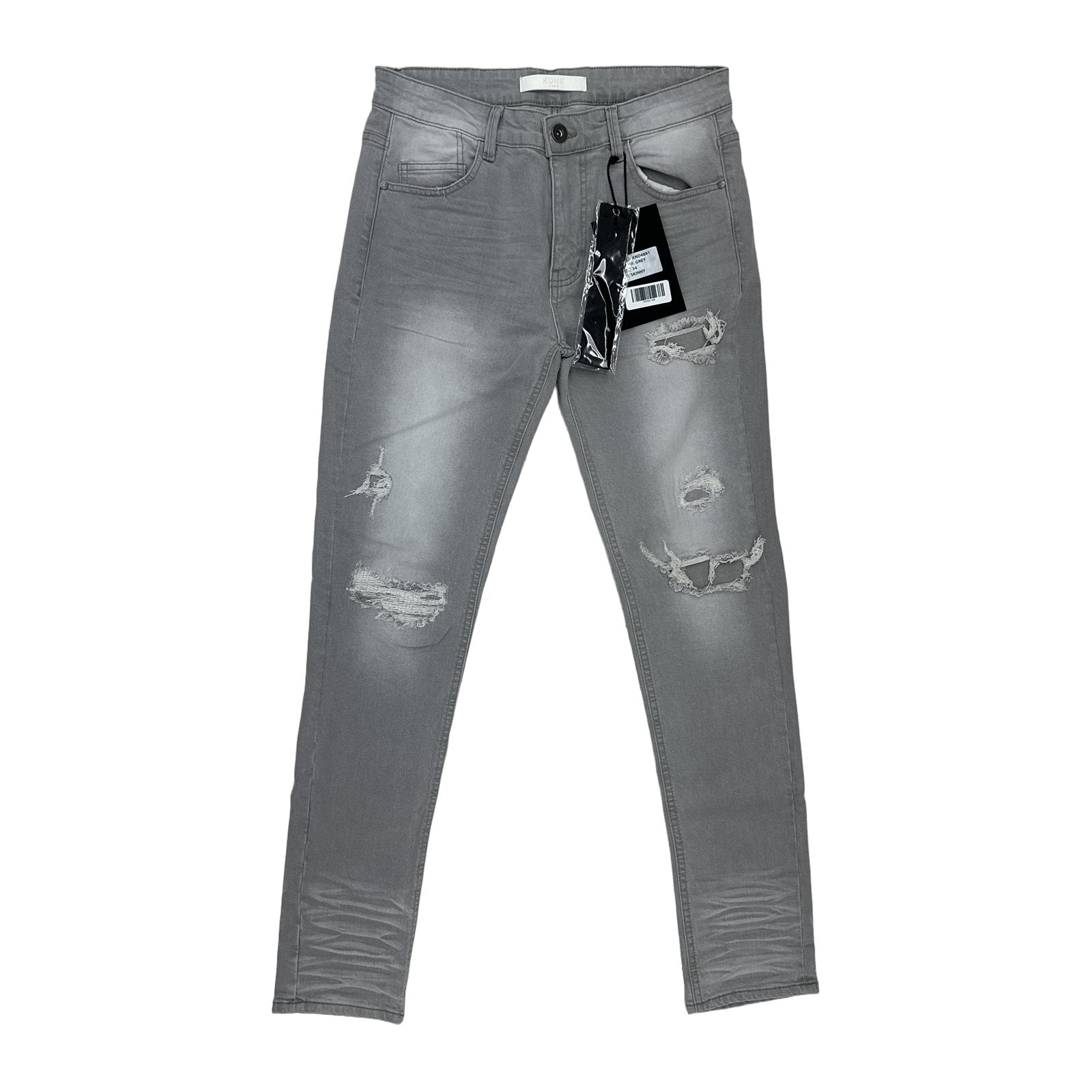 KDNK Distressed Skinny Jean — Grey