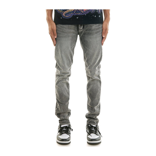KDNK SK103 Skinny Jean — Medium Grey Acid Wash