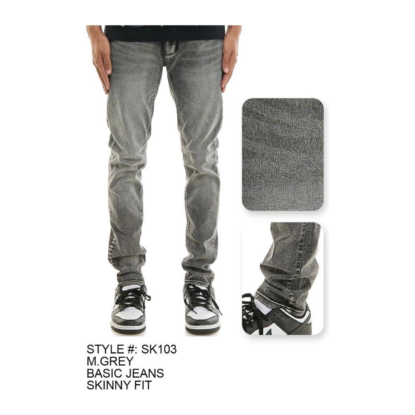 KDNK SK103 Everyday Skinny Jean — Medium Grey, view 3