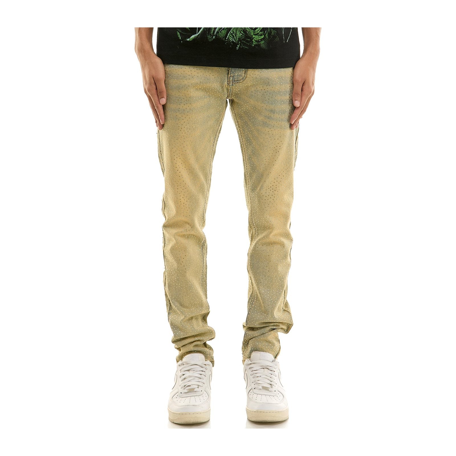 KDNK Rhinestone Skinny Jean — Tinted Blue