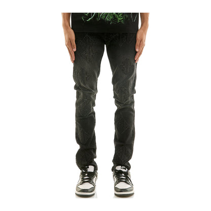 KDNK Sigil Rhinestone Skinny Jean — Black