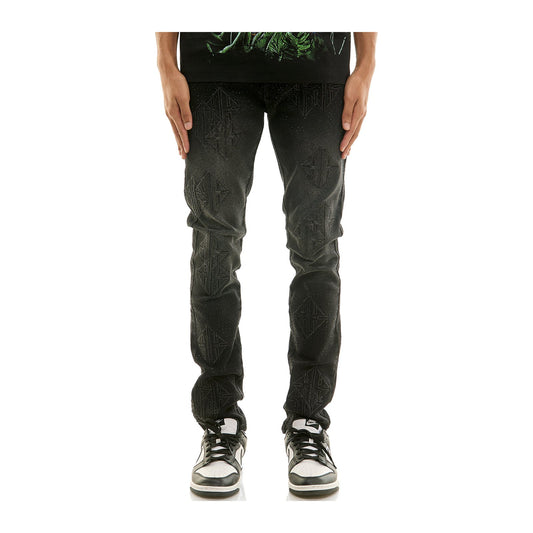 KDNK Sigil Rhinestone Skinny Jean — Black