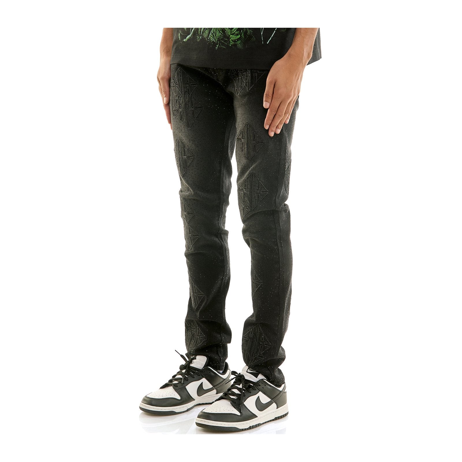 KDNK Sigil Rhinestone Skinny Jean — Black, view 4