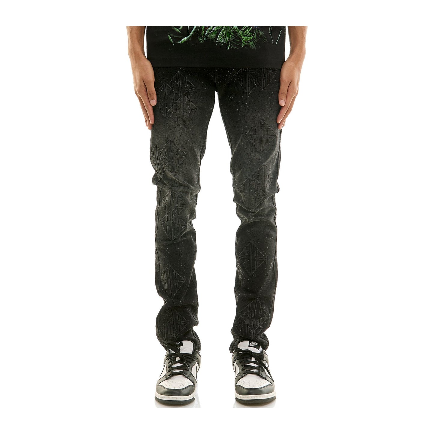 KDNK Sigil Rhinestone Skinny Jean — Black, view 5