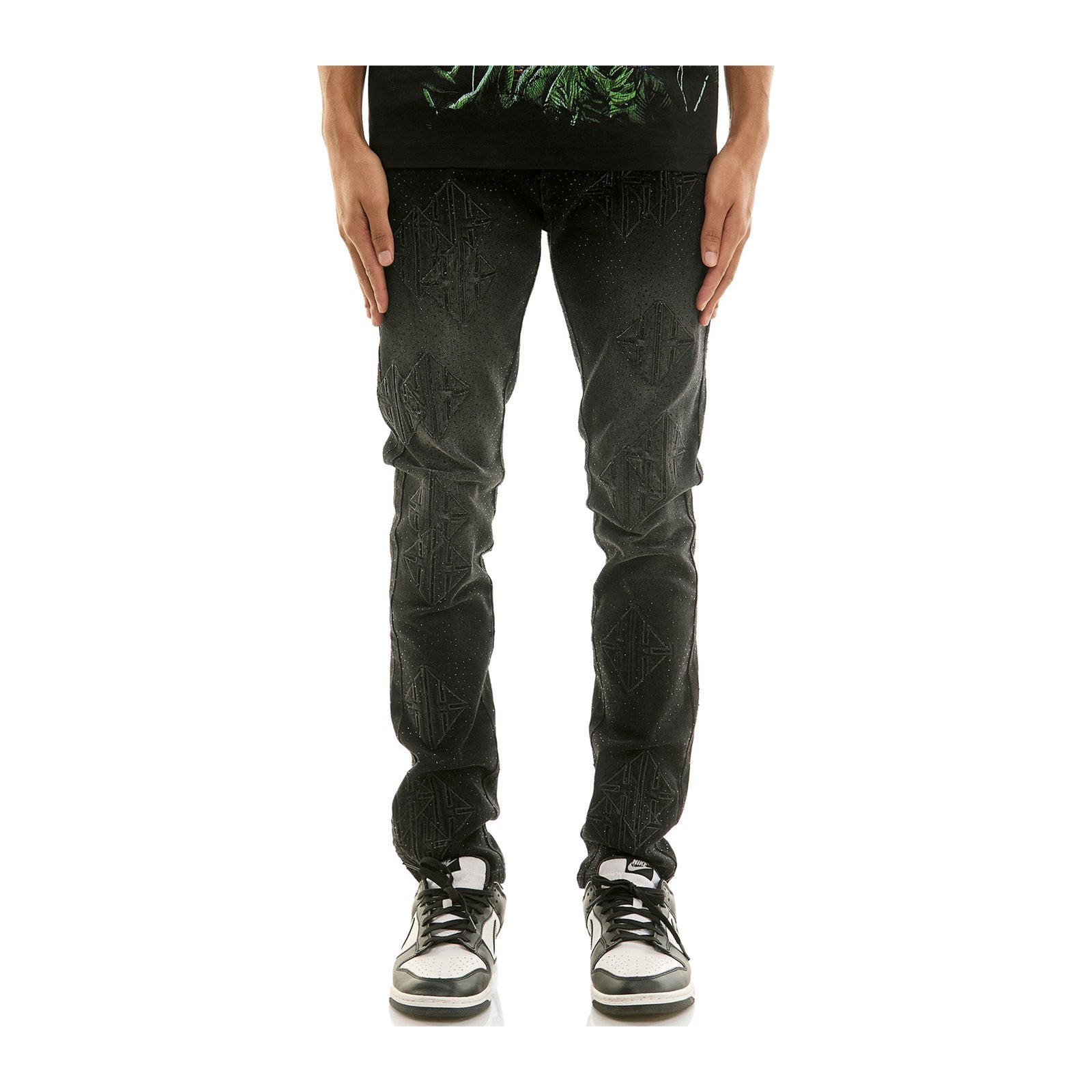 KDNK Sigil Rhinestone Skinny Jean — Black, view 5
