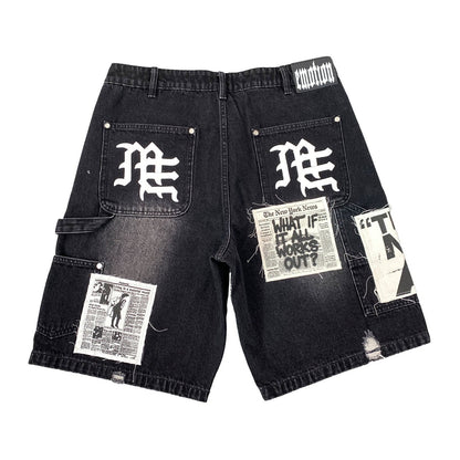 Mixed Emotion "AI" Carpenter Denim Short — Black, view 4