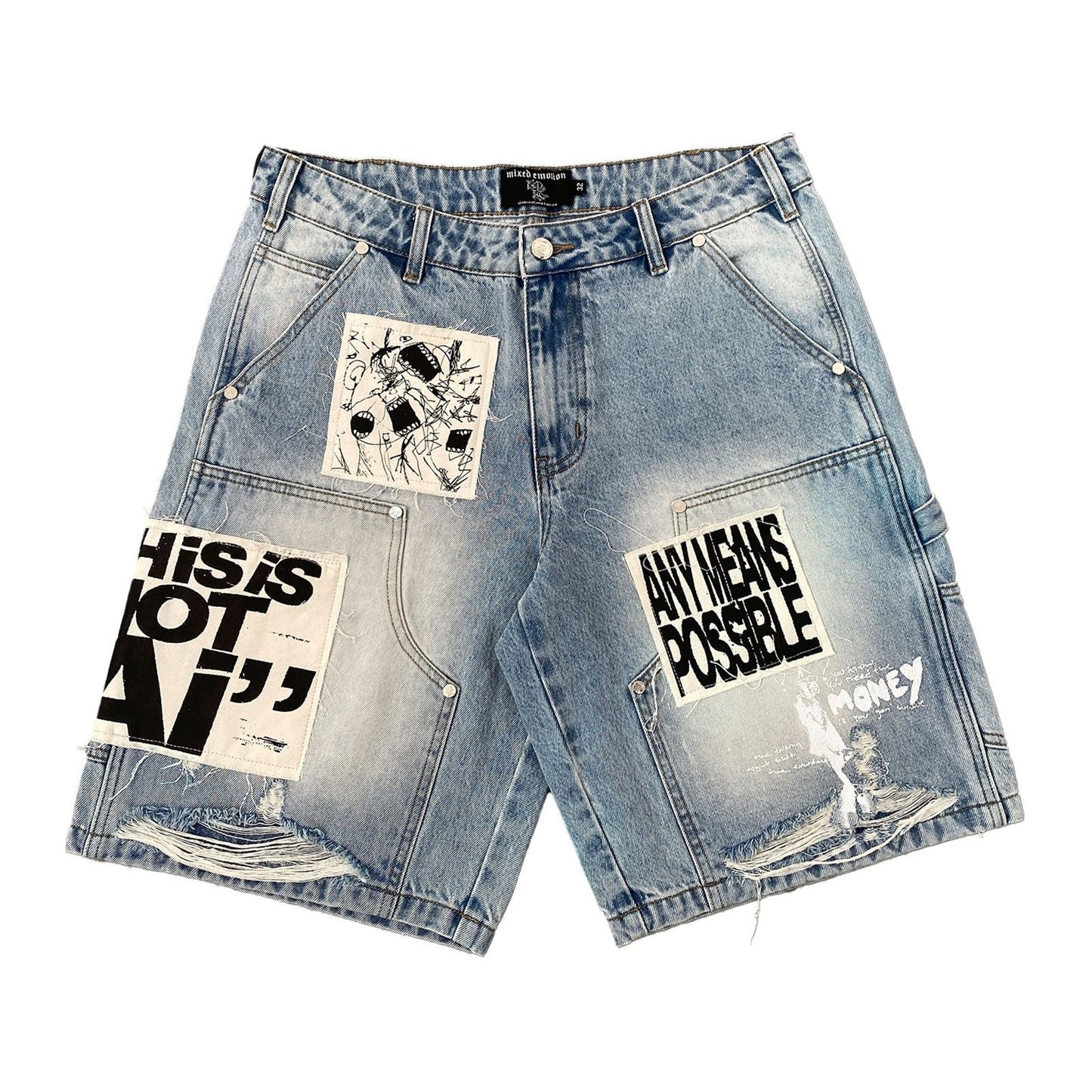 Mixed Emotion "AI" Carpenter Denim Short — Blue