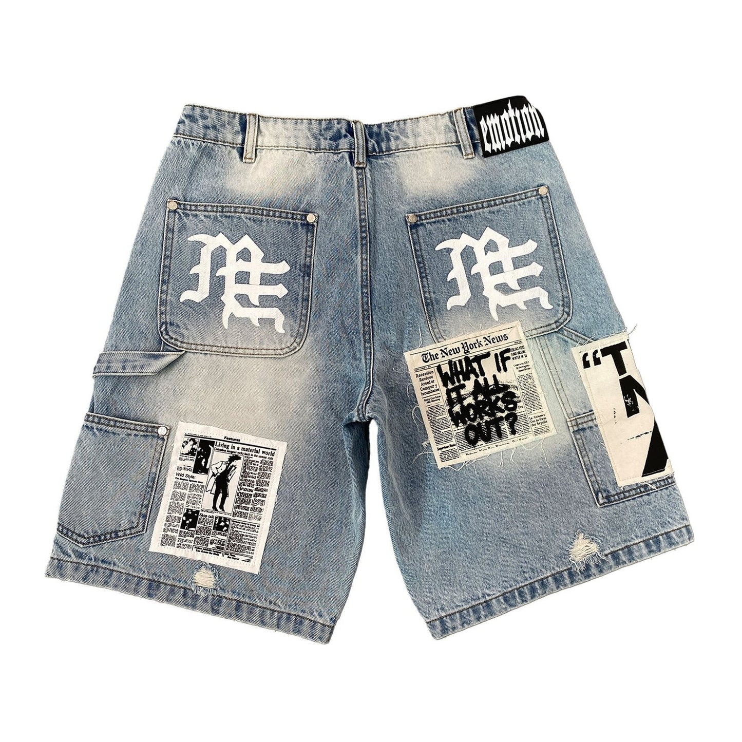 Mixed Emotion "AI" Carpenter Denim Short — Blue, view 2