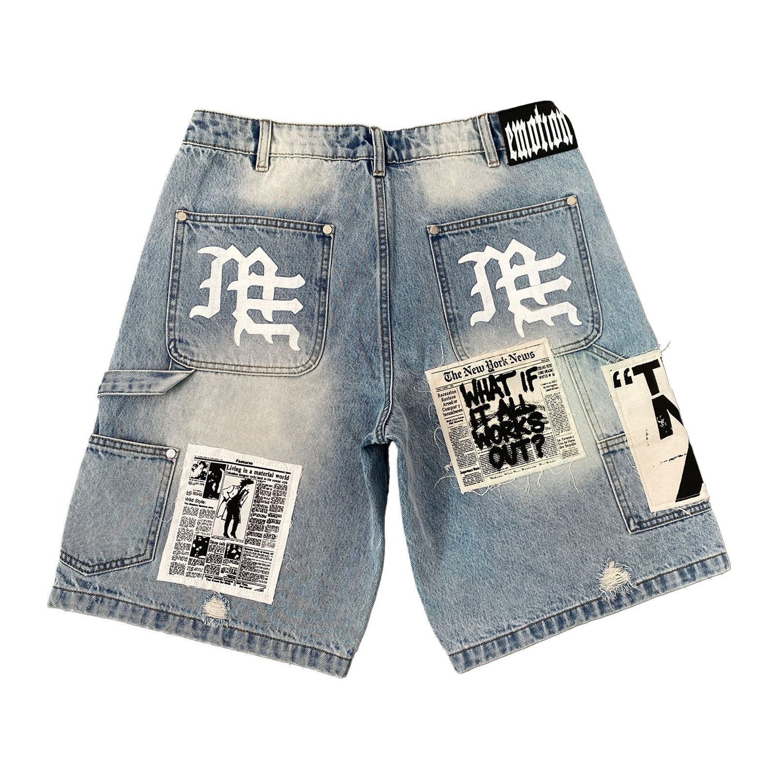 Mixed Emotion "AI" Carpenter Denim Short — Blue, view 2
