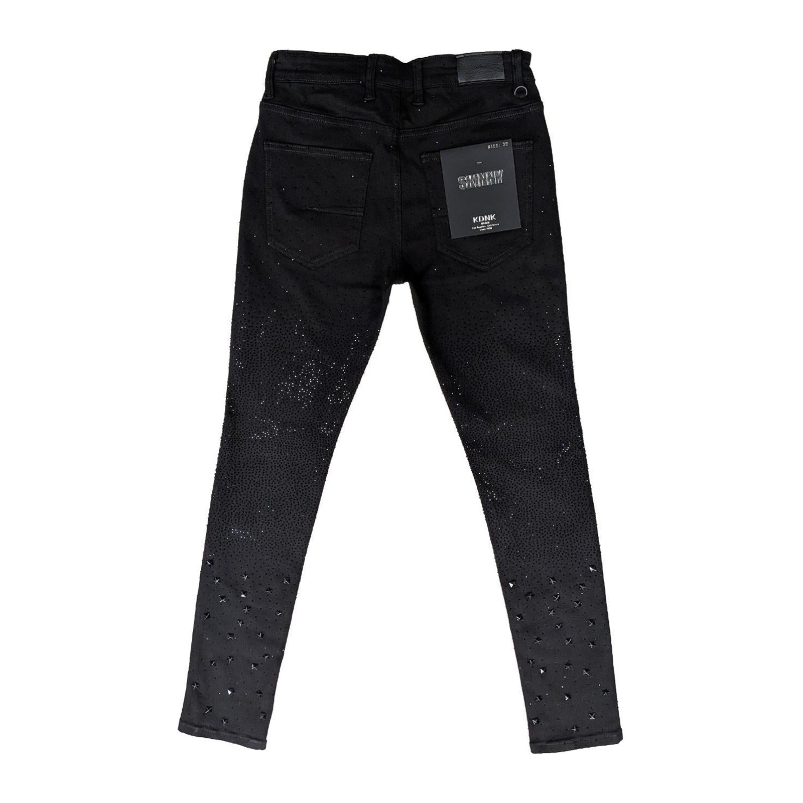 KDNK Gradient Rhinestone Skinny Jean — Black, view 6