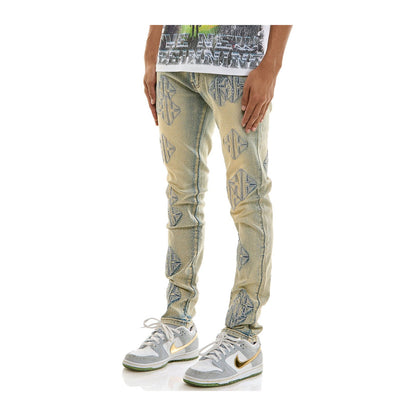 KDNK Sigil Rhinestone Skinny Jean — Blue, view 2