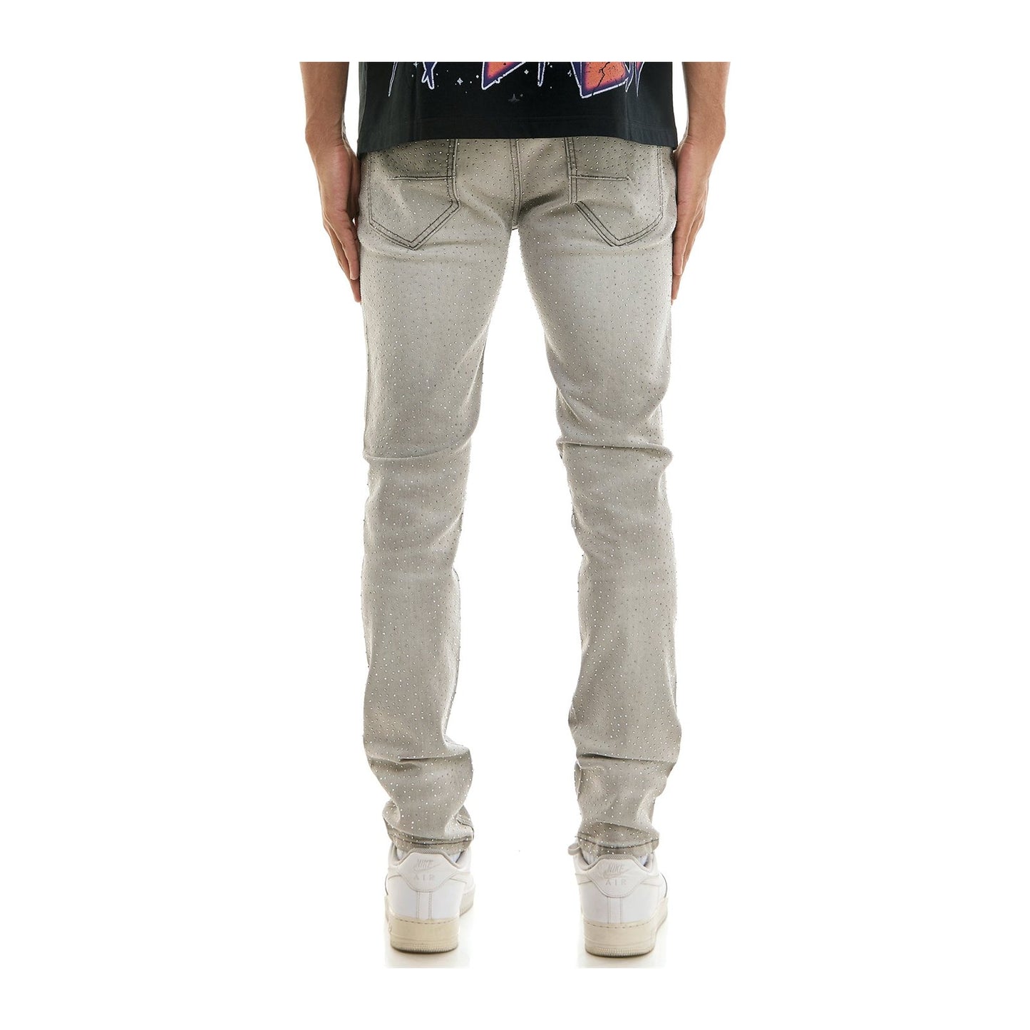 KDNK Rhinestone Skinny Jean — Grey