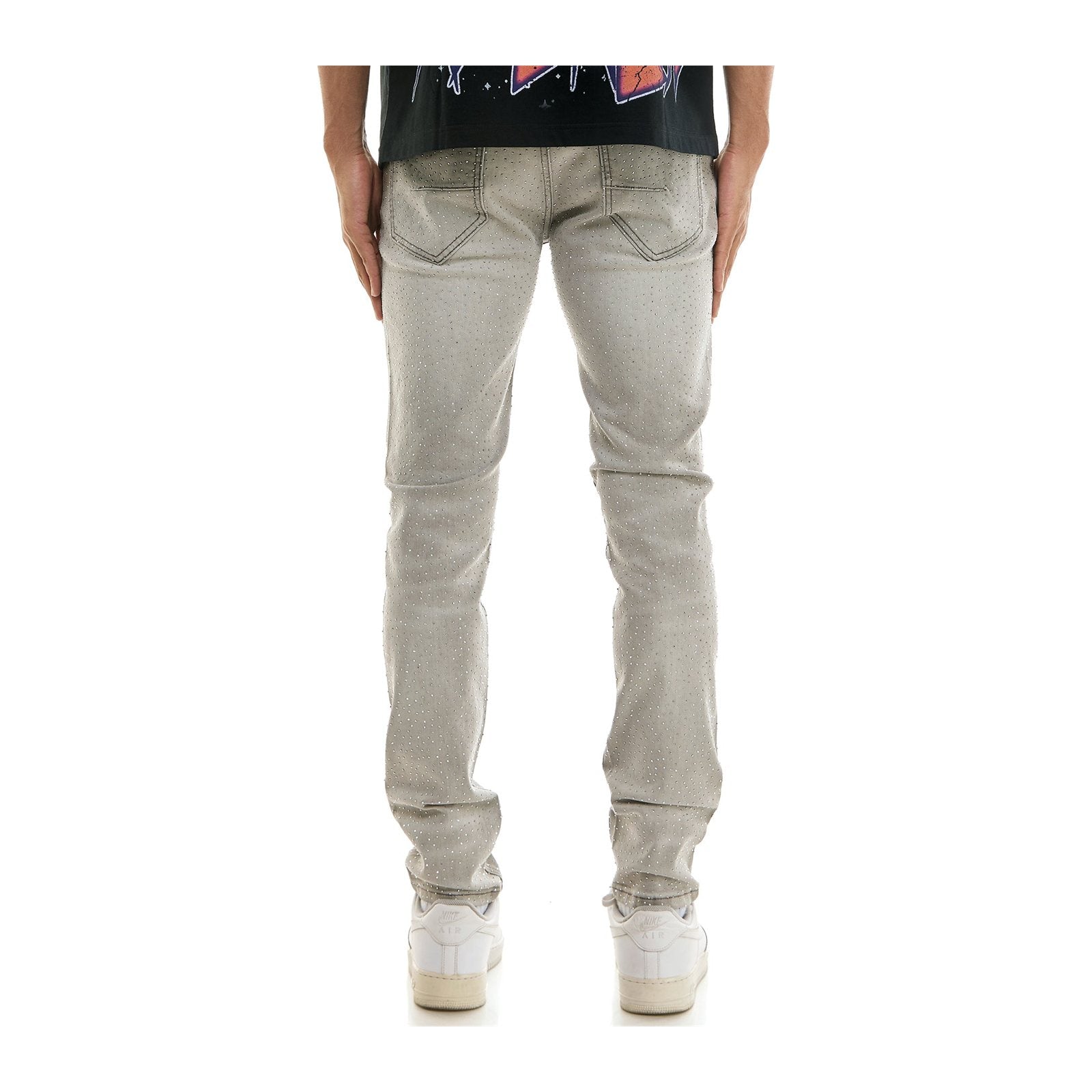 KDNK Rhinestone Skinny Jean — Grey, view 3