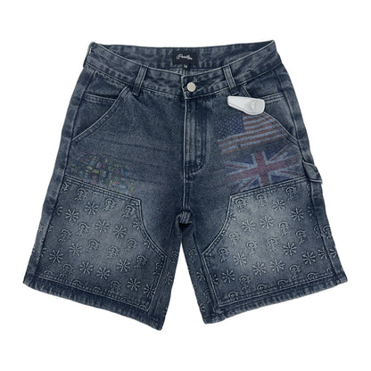 Prestige Flag Print Carpenter Denim Short